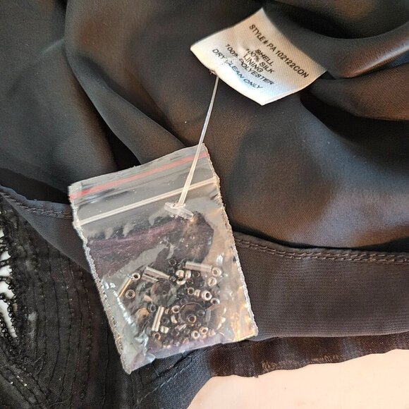 Parker Zane Fully Beaded Black Gold Sequin Silk Halter Tank Top Large - Picture 8 of 14